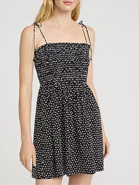 Express Black Polka Dot Tie-Shoulder Mini Dress